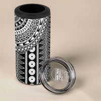 Fiji Custom Rugby National Heritage 4 in 1 Can Cooler Tumbler Black Traditional Masi Inspired LT9 - Polynesian Pride
