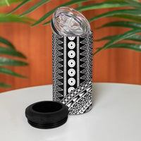 Fiji Custom Rugby National Heritage 4 in 1 Can Cooler Tumbler Black Traditional Masi Inspired LT9 - Polynesian Pride