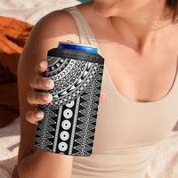 Fiji Custom Rugby National Heritage 4 in 1 Can Cooler Tumbler Black Traditional Masi Inspired LT9 - Polynesian Pride