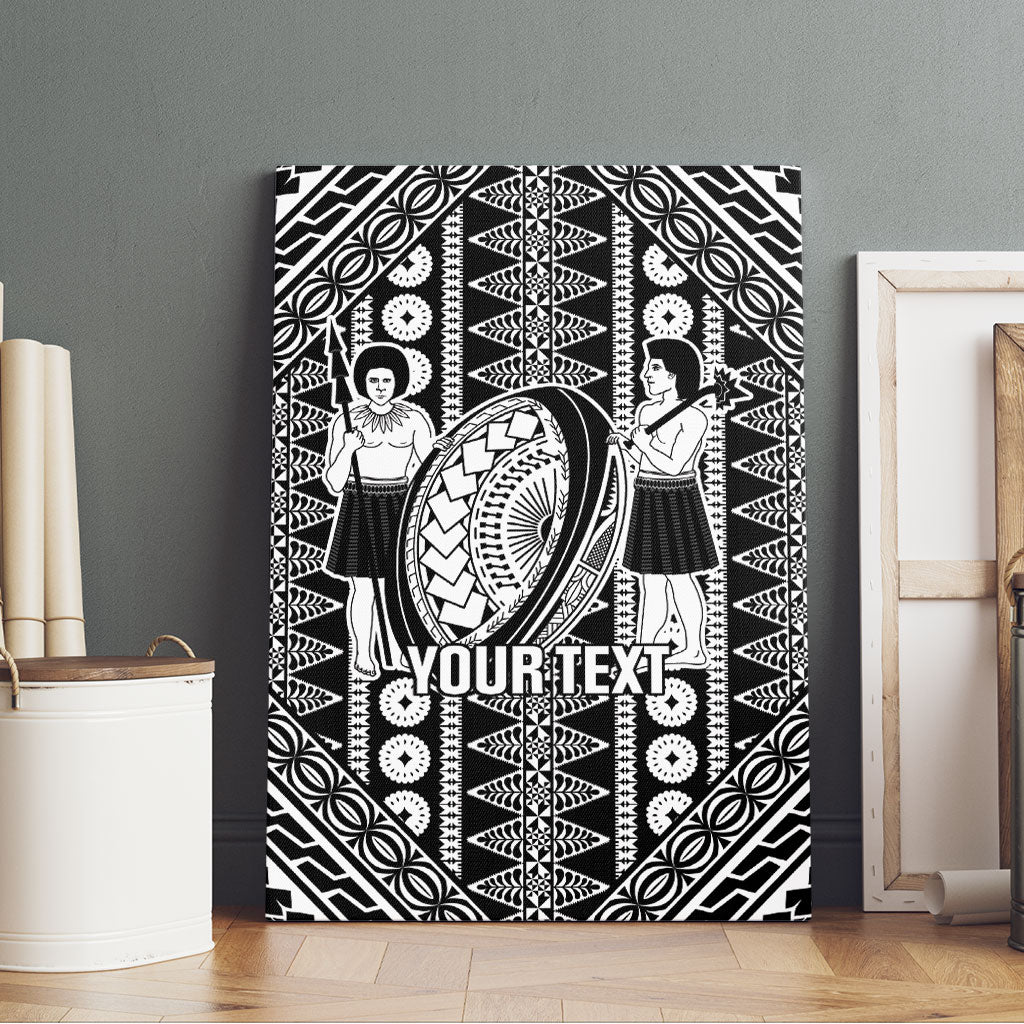 Fiji Custom Rugby National Heritage Canvas Wall Art Black Traditional Masi Inspired LT9 - Polynesian Pride