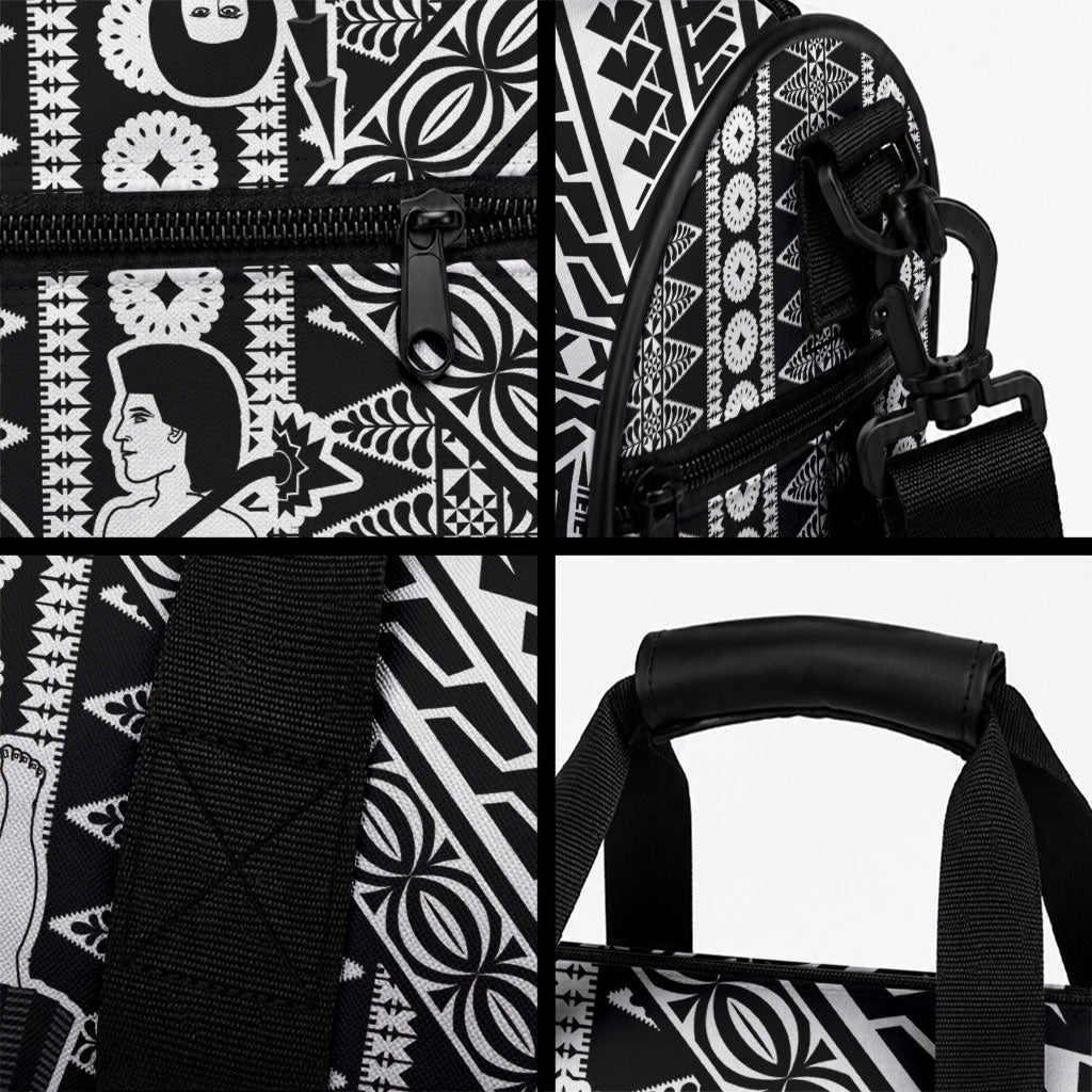 Fiji Custom Rugby National Heritage Duffle Bag Black Traditional Masi Inspired LT9 - Polynesian Pride