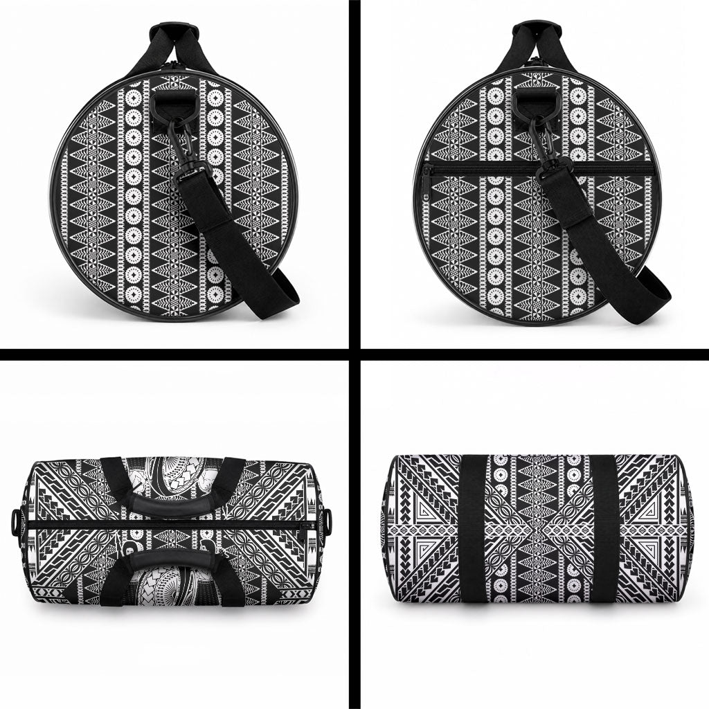 Fiji Custom Rugby National Heritage Duffle Bag Black Traditional Masi Inspired LT9 - Polynesian Pride