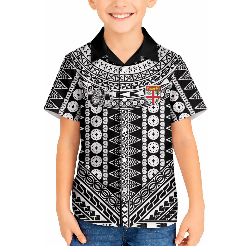 Fiji Custom Rugby National Heritage Hawaiian Shirt Black Traditional Masi Inspired LT9 - Polynesian Pride