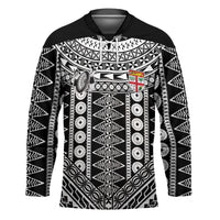Fiji Custom Rugby National Heritage Hockey Jersey Black Traditional Masi Inspired LT9 Unisex Black - Polynesian Pride