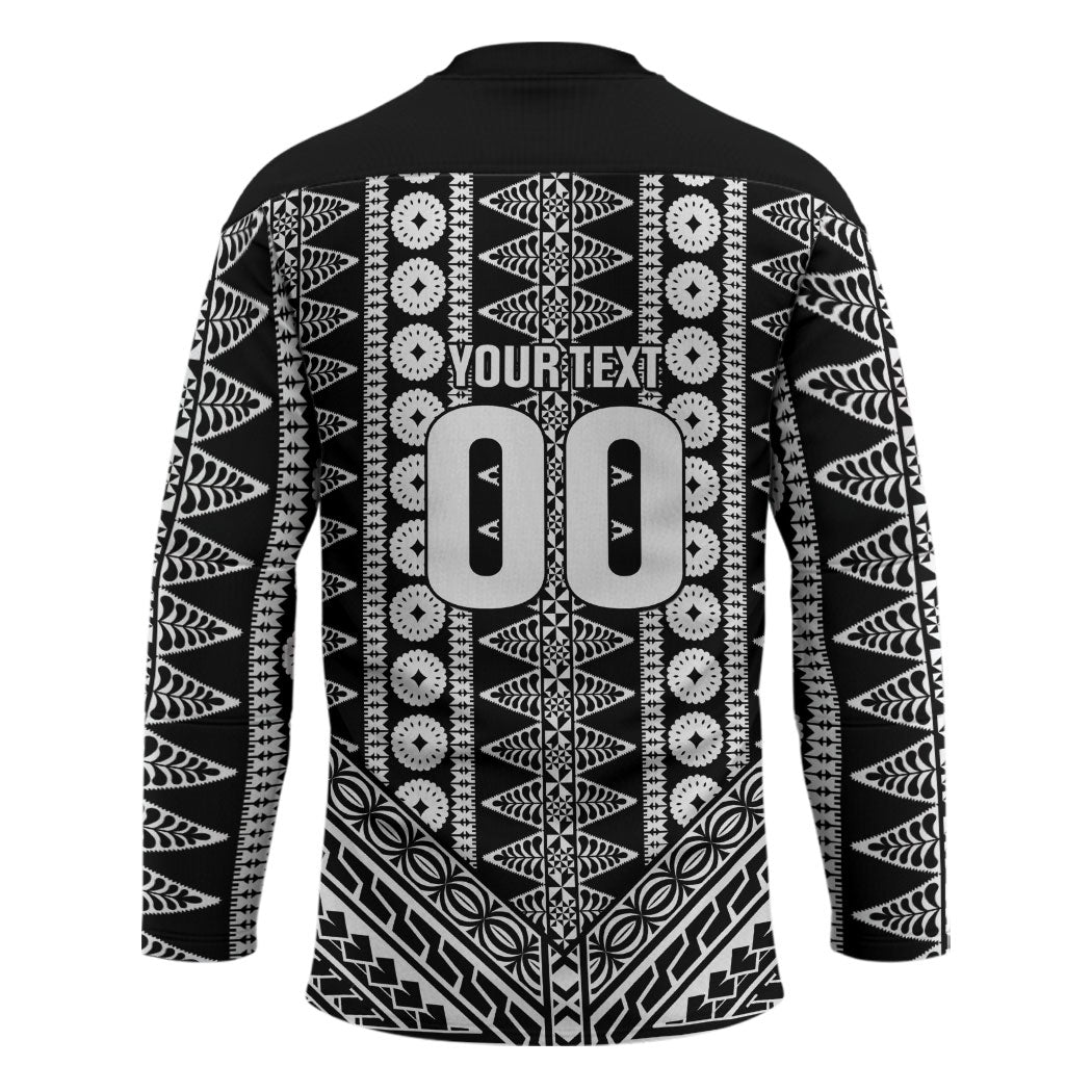 Fiji Custom Rugby National Heritage Hockey Jersey Black Traditional Masi Inspired LT9 - Polynesian Pride