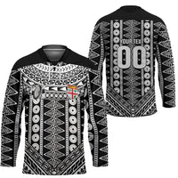 Fiji Custom Rugby National Heritage Hockey Jersey Black Traditional Masi Inspired LT9 - Polynesian Pride