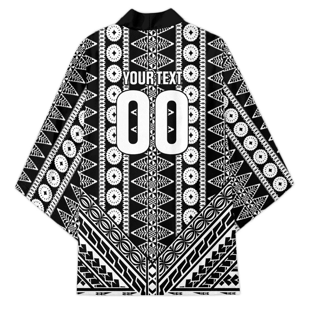 Fiji Custom Rugby National Heritage Kimono Black Traditional Masi Inspired LT9 - Polynesian Pride