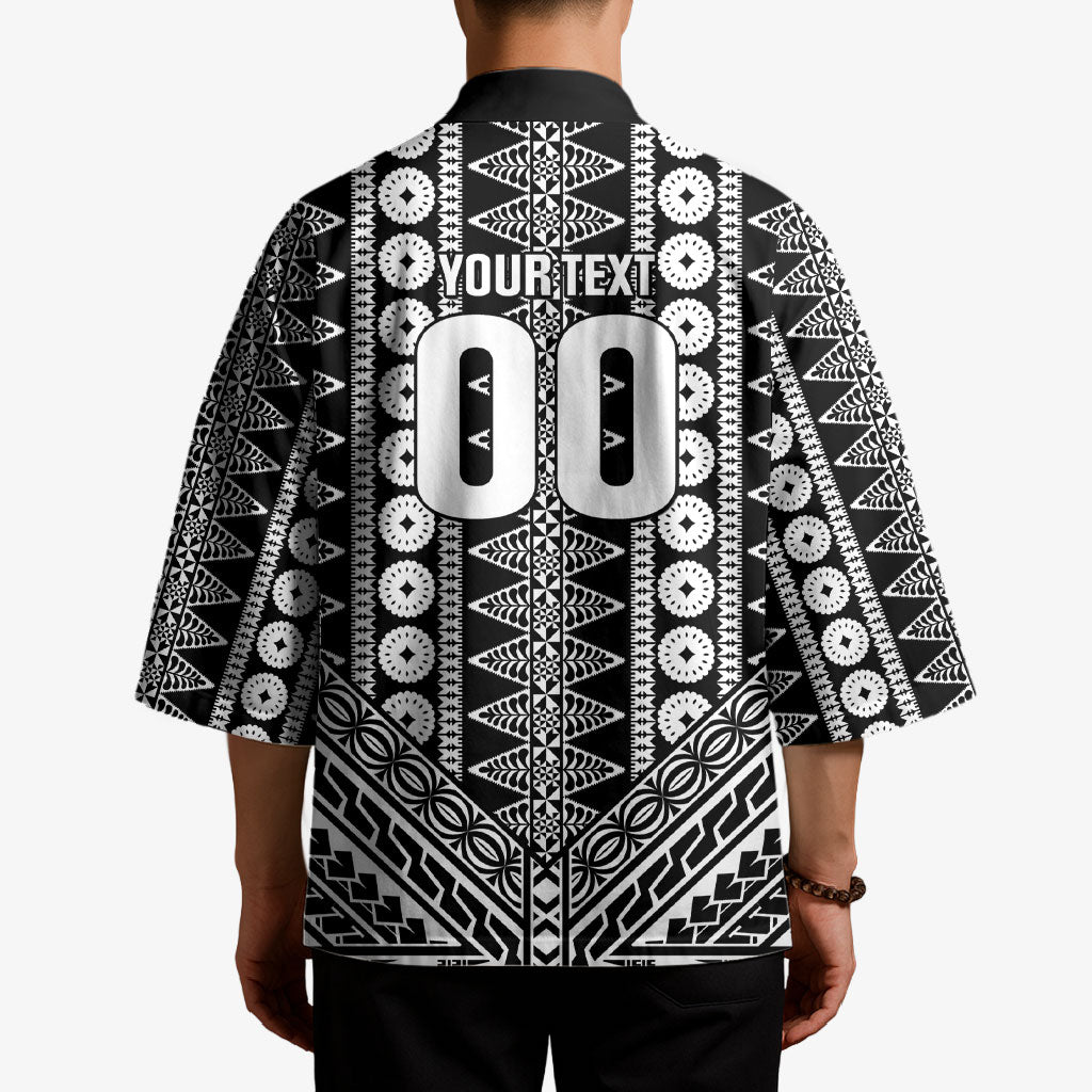 Fiji Custom Rugby National Heritage Kimono Black Traditional Masi Inspired LT9 - Polynesian Pride