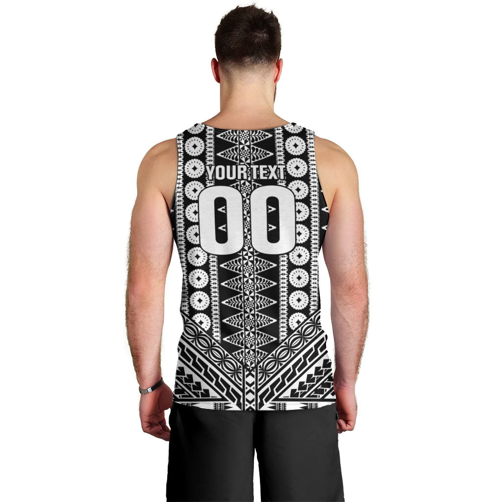 Fiji Custom Rugby National Heritage Men Tank Top Black Traditional Masi Inspired LT9 - Polynesian Pride