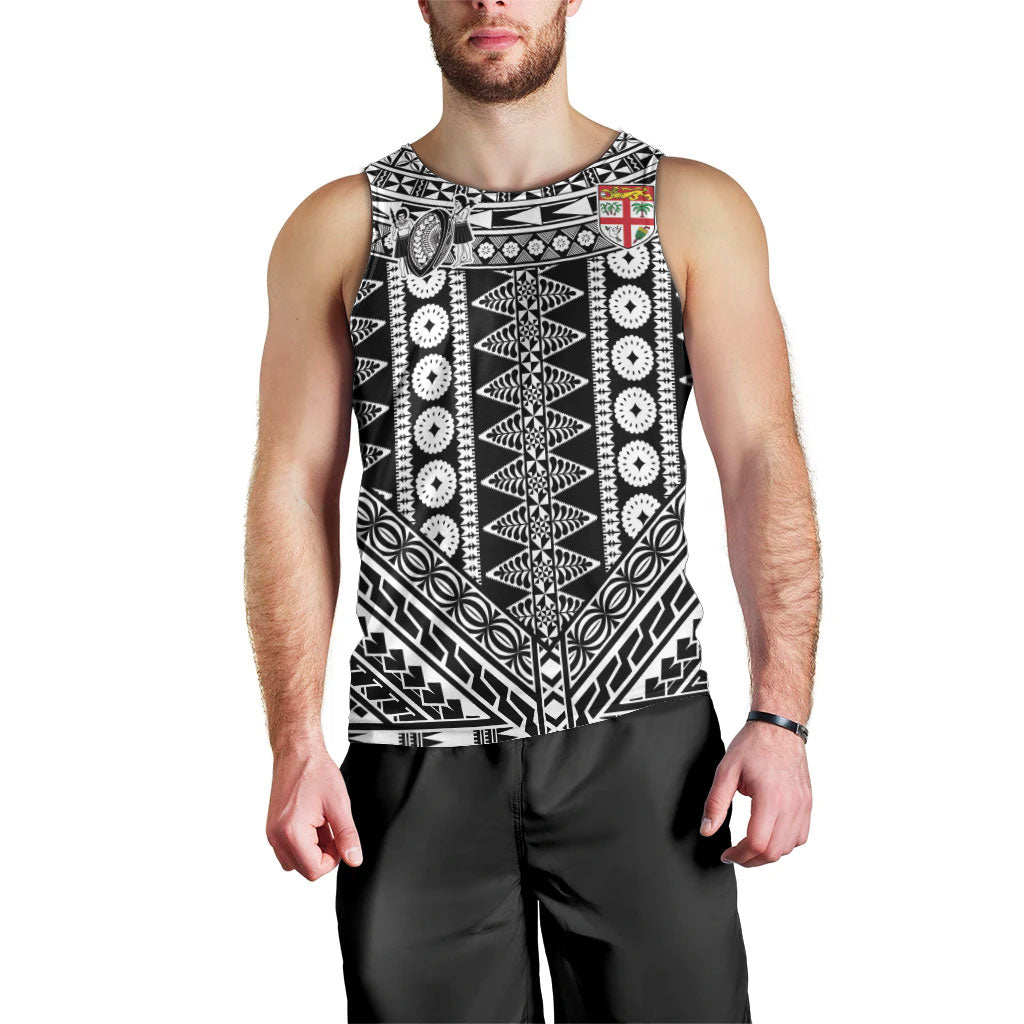 Fiji Custom Rugby National Heritage Men Tank Top Black Traditional Masi Inspired LT9 - Polynesian Pride