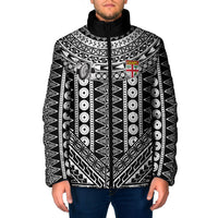 Fiji Custom Rugby National Heritage Padded Jacket Black Traditional Masi Inspired LT9 Men Black - Polynesian Pride