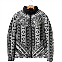 Fiji Custom Rugby National Heritage Padded Jacket Black Traditional Masi Inspired LT9 - Polynesian Pride