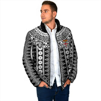 Fiji Custom Rugby National Heritage Padded Jacket Black Traditional Masi Inspired LT9 - Polynesian Pride