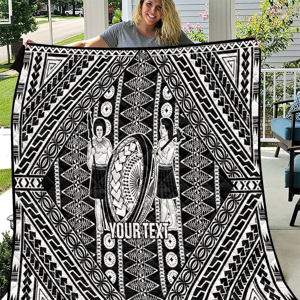 Fiji Custom Rugby National Heritage Quilt Black Traditional Masi Inspired LT9 Black - Polynesian Pride