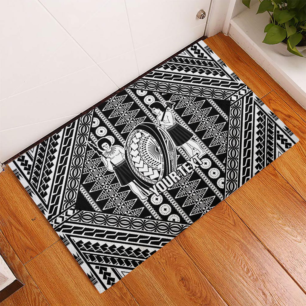 Fiji Custom Rugby National Heritage Rubber Doormat Black Traditional Masi Inspired LT9 - Polynesian Pride