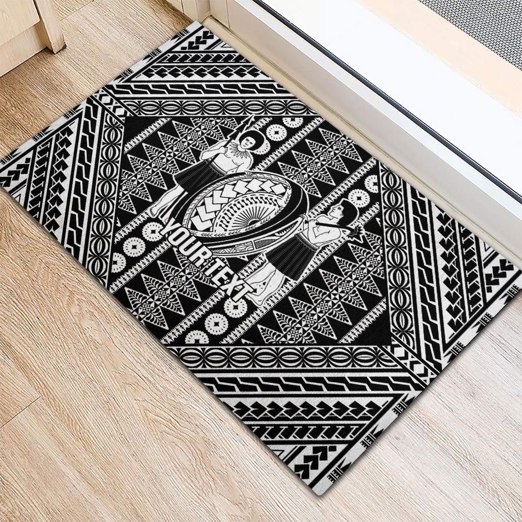 Fiji Custom Rugby National Heritage Rubber Doormat Black Traditional Masi Inspired LT9 - Polynesian Pride