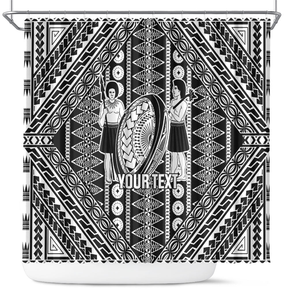 Fiji Custom Rugby National Heritage Shower Curtain Black Traditional Masi Inspired LT9 Black - Polynesian Pride