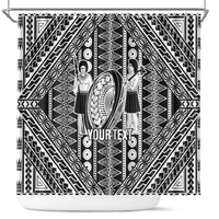 Fiji Custom Rugby National Heritage Shower Curtain Black Traditional Masi Inspired LT9 Black - Polynesian Pride