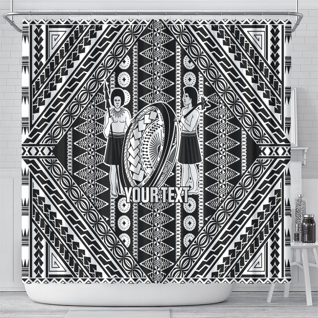 Fiji Custom Rugby National Heritage Shower Curtain Black Traditional Masi Inspired LT9 - Polynesian Pride