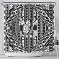 Fiji Custom Rugby National Heritage Shower Curtain Black Traditional Masi Inspired LT9 - Polynesian Pride
