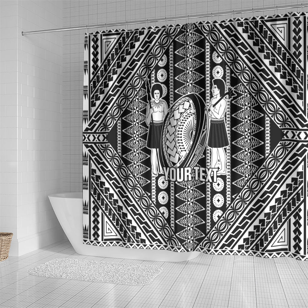 Fiji Custom Rugby National Heritage Shower Curtain Black Traditional Masi Inspired LT9 - Polynesian Pride
