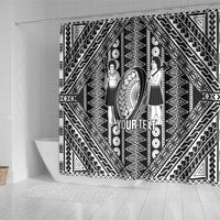Fiji Custom Rugby National Heritage Shower Curtain Black Traditional Masi Inspired LT9 - Polynesian Pride
