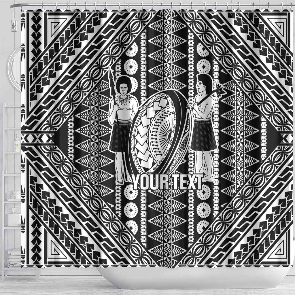 Fiji Custom Rugby National Heritage Shower Curtain Black Traditional Masi Inspired LT9 - Polynesian Pride