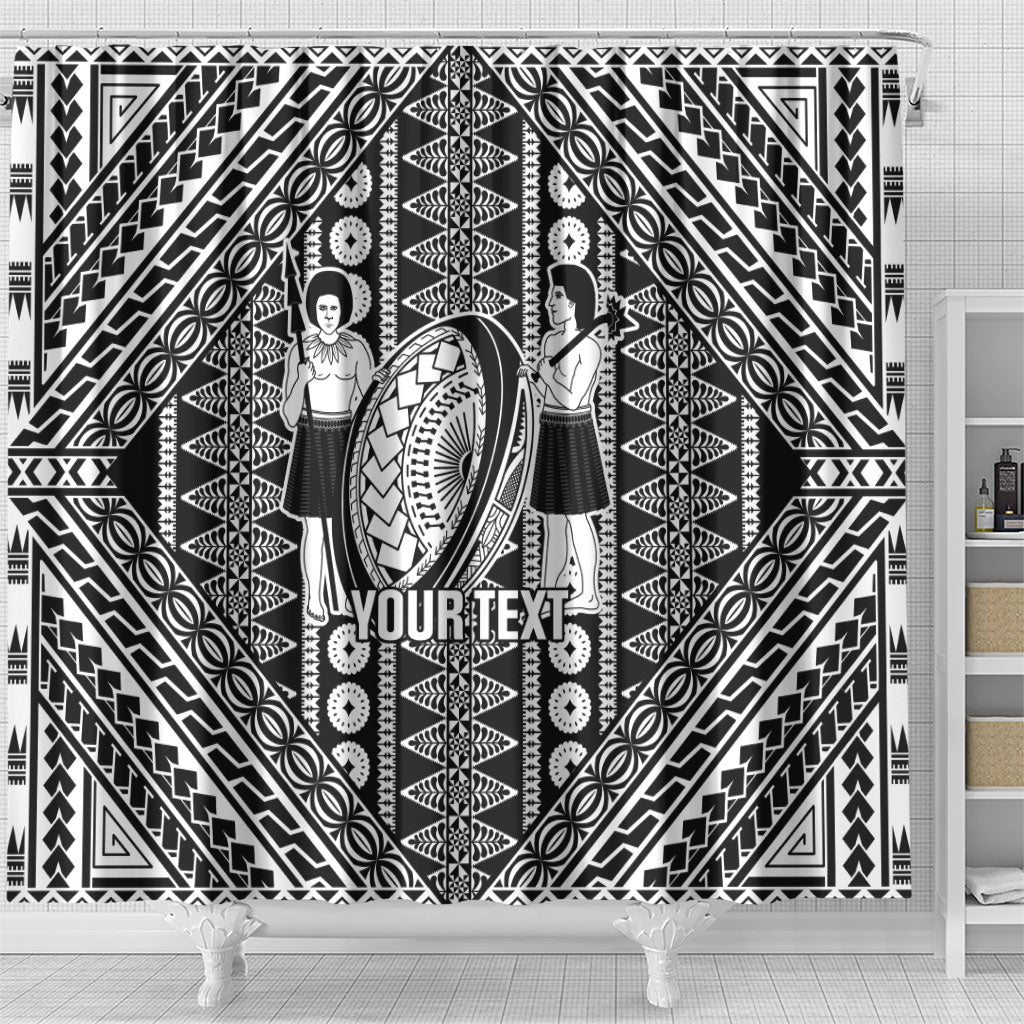 Fiji Custom Rugby National Heritage Shower Curtain Black Traditional Masi Inspired LT9 - Polynesian Pride