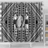 Fiji Custom Rugby National Heritage Shower Curtain Black Traditional Masi Inspired LT9 - Polynesian Pride