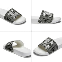 Fiji Custom Rugby National Heritage Slide Sandals Black Traditional Masi Inspired LT9 - Polynesian Pride