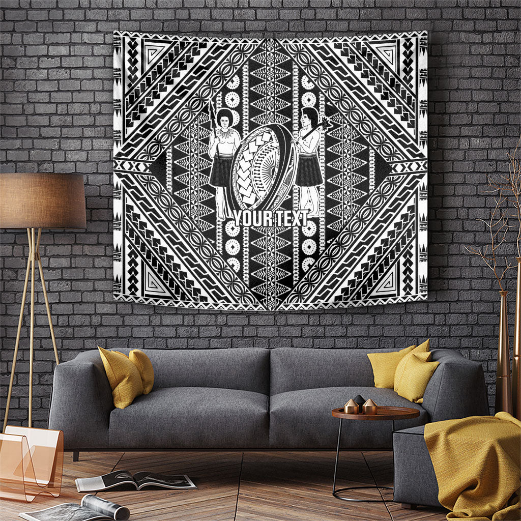 Fiji Custom Rugby National Heritage Tapestry Black Traditional Masi Inspired LT9 Black - Polynesian Pride