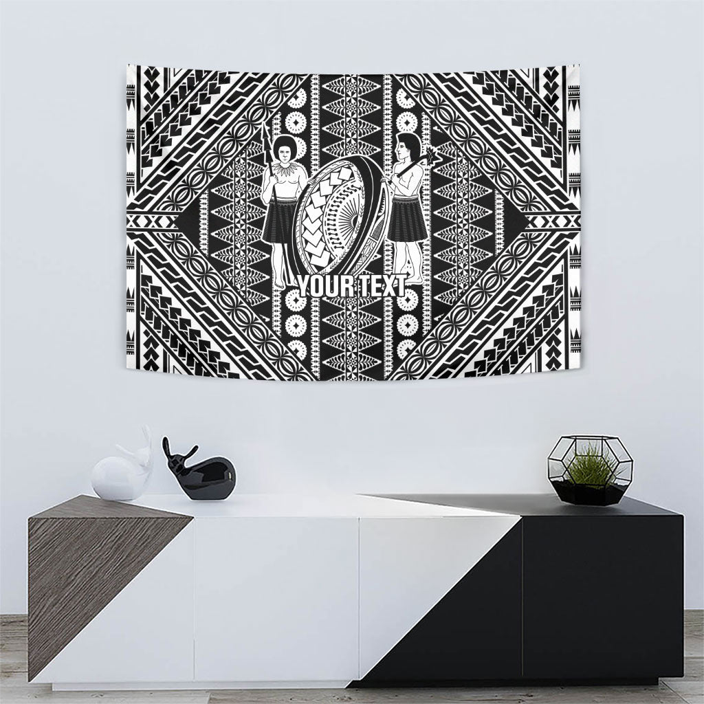 Fiji Custom Rugby National Heritage Tapestry Black Traditional Masi Inspired LT9 - Polynesian Pride