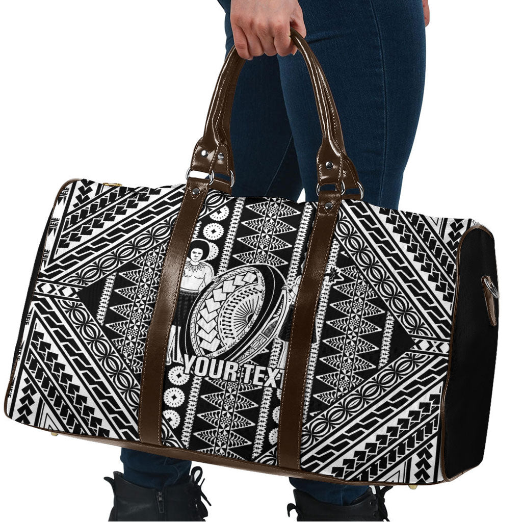 Fiji Custom Rugby National Heritage Travel Bag Black Traditional Masi Inspired LT9 - Polynesian Pride