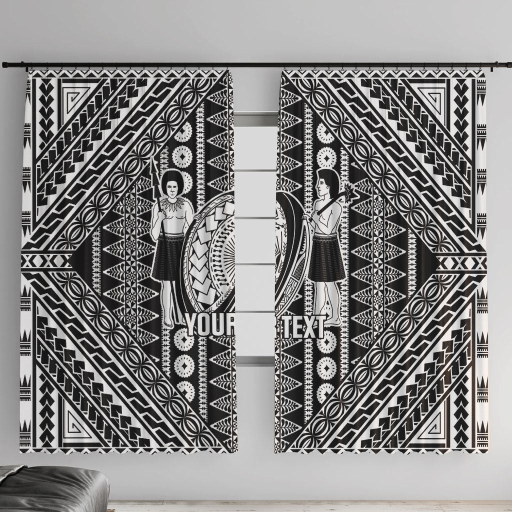 Fiji Custom Rugby National Heritage Window Curtain Black Traditional Masi Inspired LT9 With Hooks Black - Polynesian Pride
