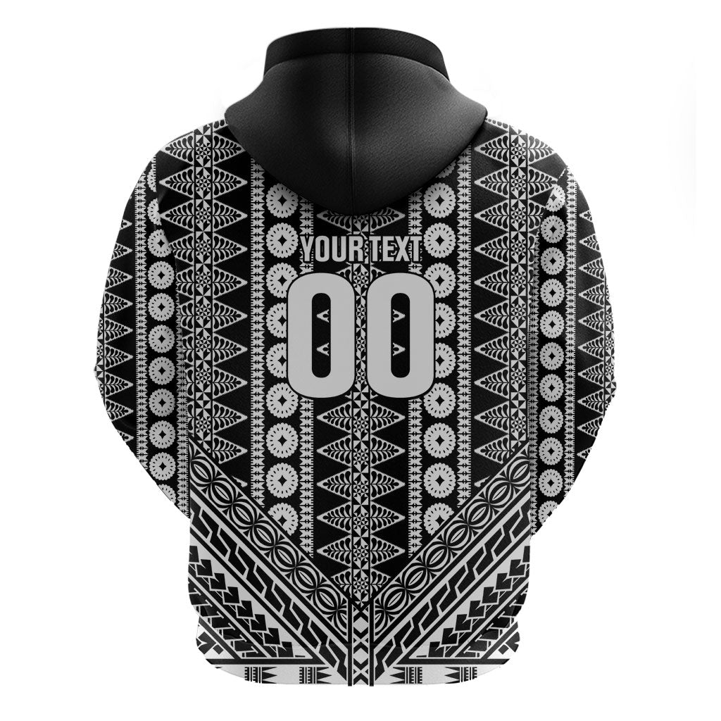 Fiji Custom Rugby National Heritage Zip Hoodie Black Traditional Masi Inspired LT9 - Polynesian Pride