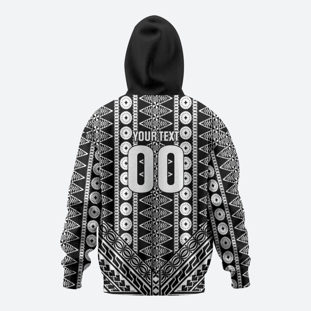 Fiji Custom Rugby National Heritage Zip Hoodie Black Traditional Masi Inspired LT9 - Polynesian Pride