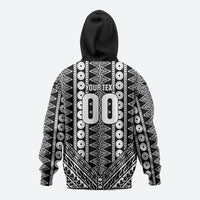 Fiji Custom Rugby National Heritage Zip Hoodie Black Traditional Masi Inspired LT9 - Polynesian Pride