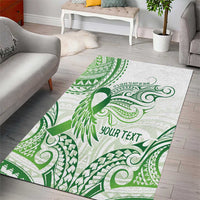 Its Okay Green Ribbon Personalised Area Rug Polynesian Depression Awareness LT9 - Polynesian Pride