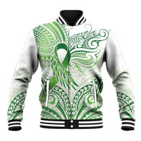 Its Okay Green Ribbon Personalised Baseball Jacket Polynesian Depression Awareness LT9 Unisex Green - Polynesian Pride