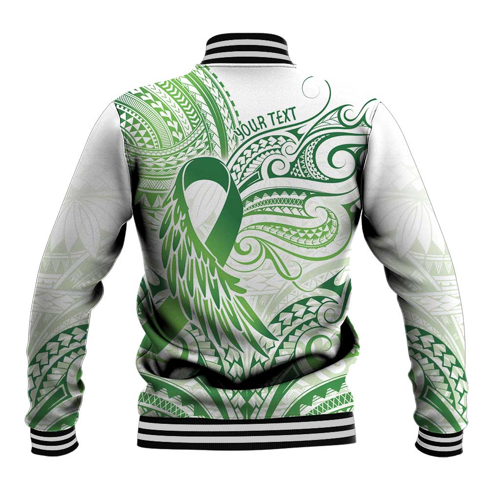 Its Okay Green Ribbon Personalised Baseball Jacket Polynesian Depression Awareness LT9 - Polynesian Pride
