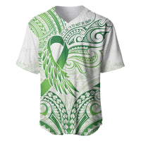 Its Okay Green Ribbon Personalised Baseball Jersey Polynesian Depression Awareness LT9 Green - Polynesian Pride