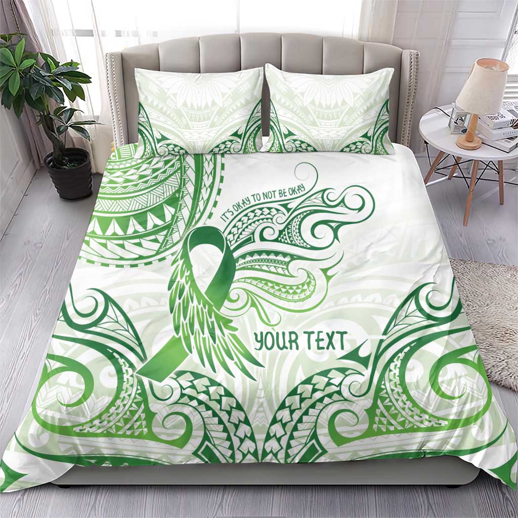 Its Okay Green Ribbon Personalised Bedding Set Polynesian Depression Awareness LT9 - Polynesian Pride