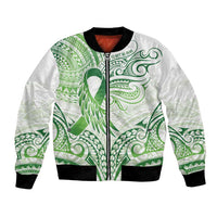 Its Okay Green Ribbon Personalised Bomber Jacket Polynesian Depression Awareness LT9 Unisex Green - Polynesian Pride