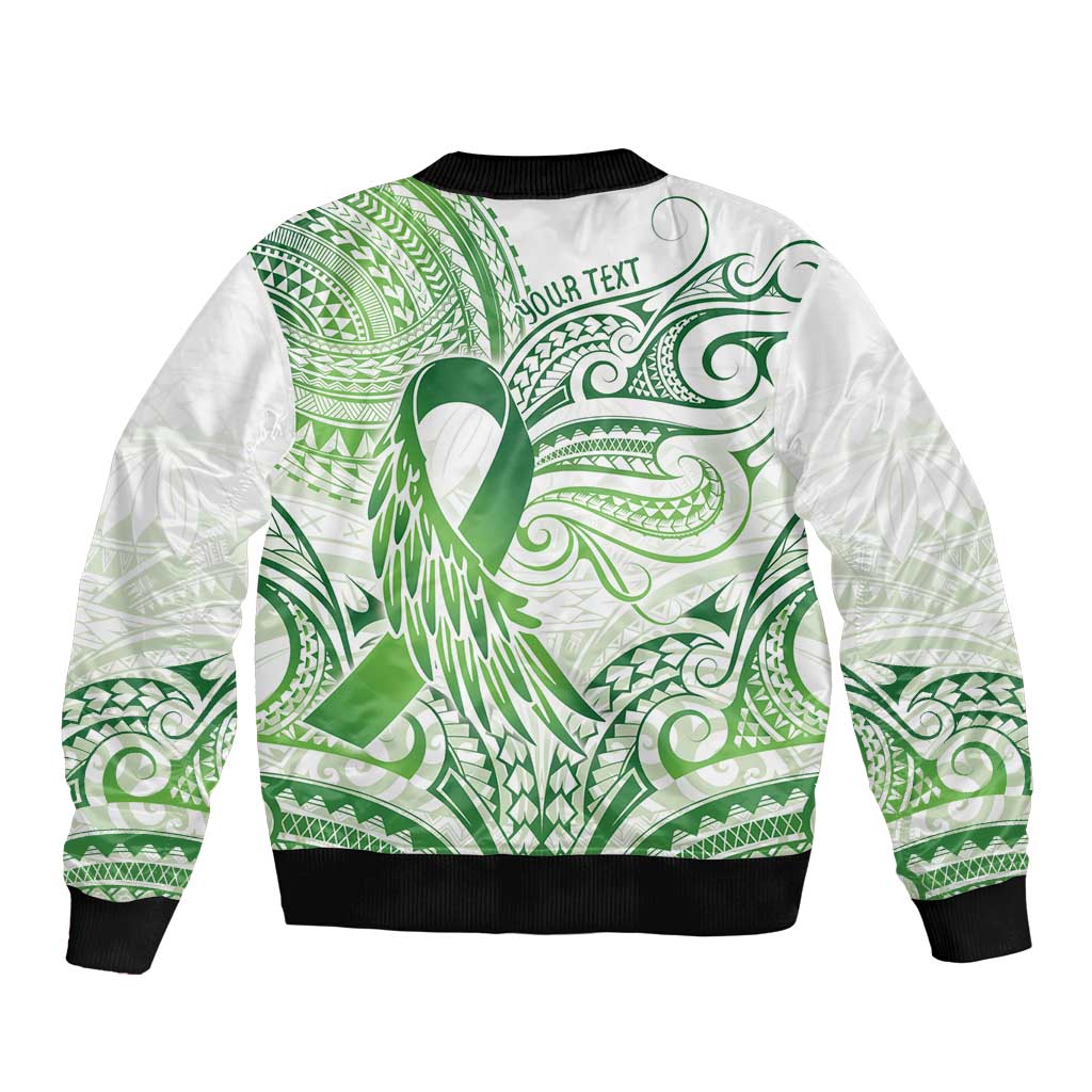 Its Okay Green Ribbon Personalised Bomber Jacket Polynesian Depression Awareness LT9 - Polynesian Pride