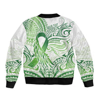 Its Okay Green Ribbon Personalised Bomber Jacket Polynesian Depression Awareness LT9 - Polynesian Pride