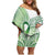 Its Okay Green Ribbon Personalised Family Matching Off Shoulder Short Dress and Hawaiian Shirt Polynesian Depression Awareness