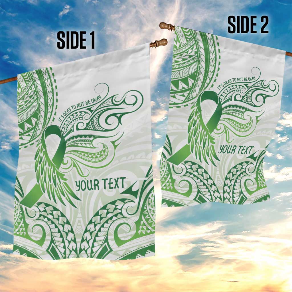 Its Okay Green Ribbon Personalised Garden Flag Polynesian Depression Awareness LT9 - Polynesian Pride