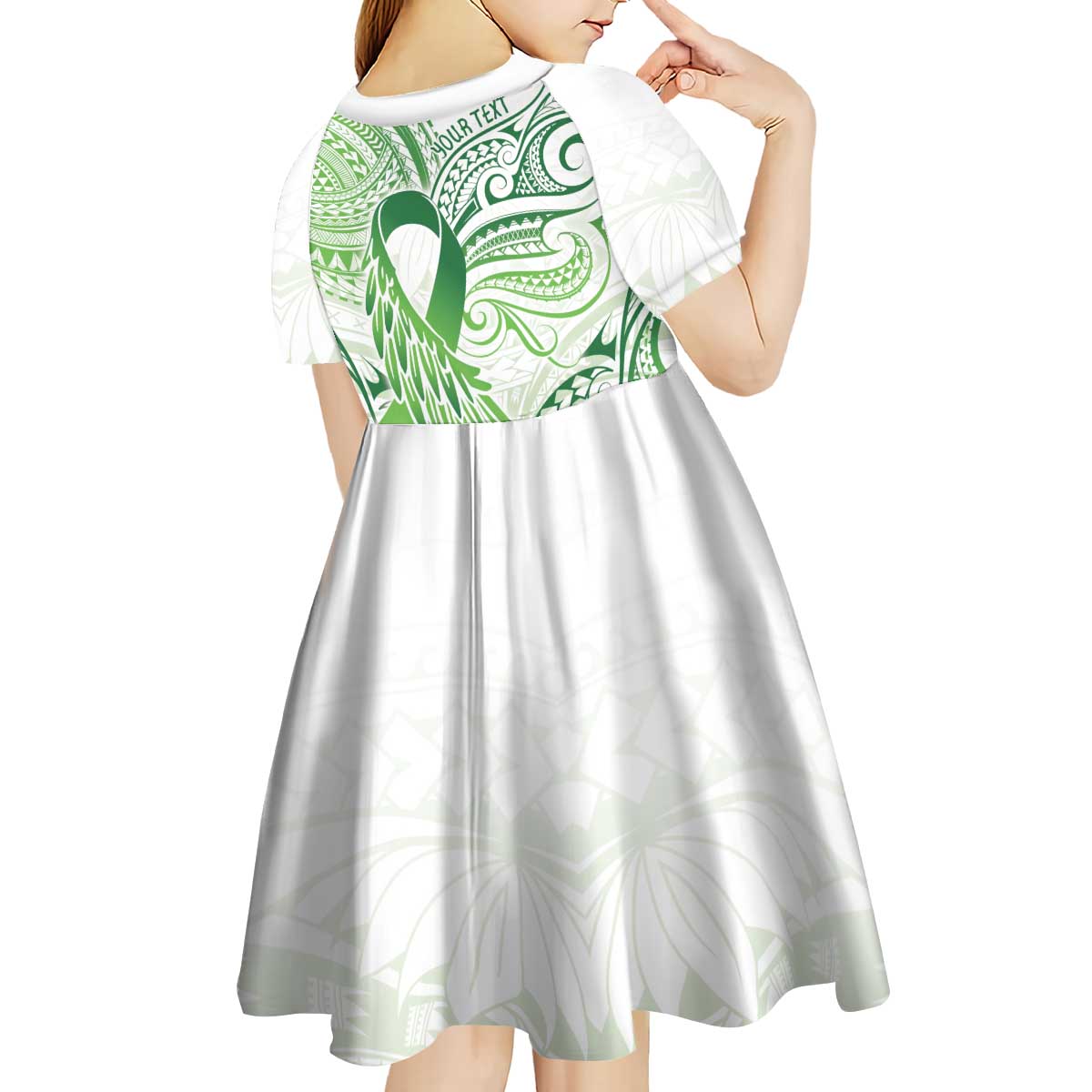 Its Okay Green Ribbon Personalised Kid Short Sleeve Dress Polynesian Depression Awareness LT9 - Polynesian Pride