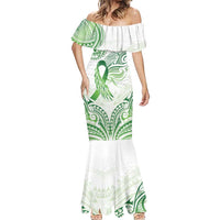 Its Okay Green Ribbon Personalised Mermaid Dress Polynesian Depression Awareness LT9 - Polynesian Pride