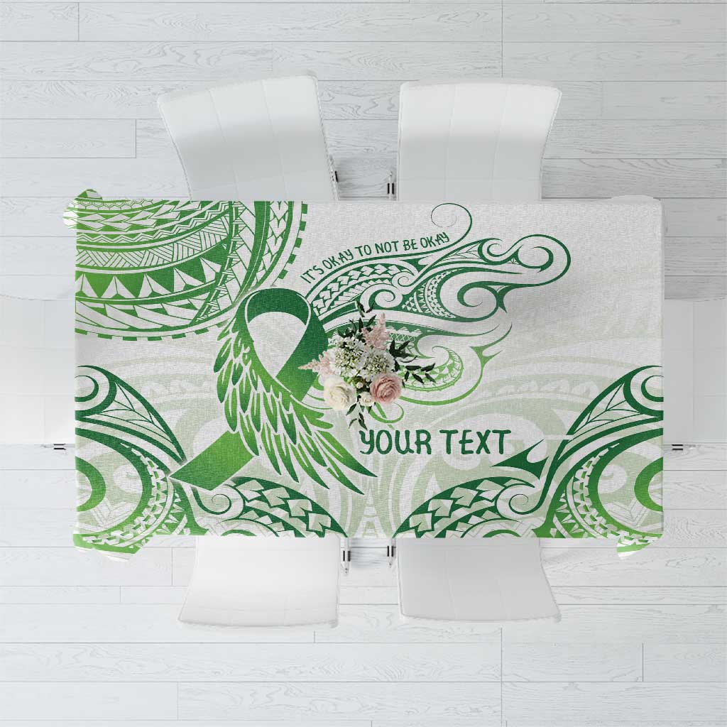 Its Okay Green Ribbon Personalised Tablecloth Polynesian Depression Awareness